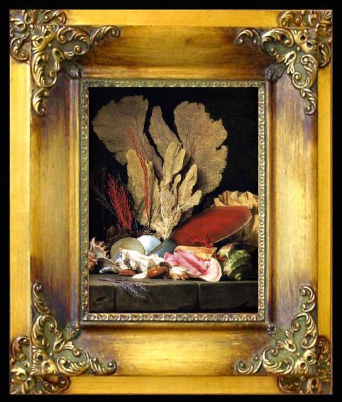 framed  Anne Vallayer-Coster Still-Life with Tuft of Marine Plants, Shells and Corals, Ta040